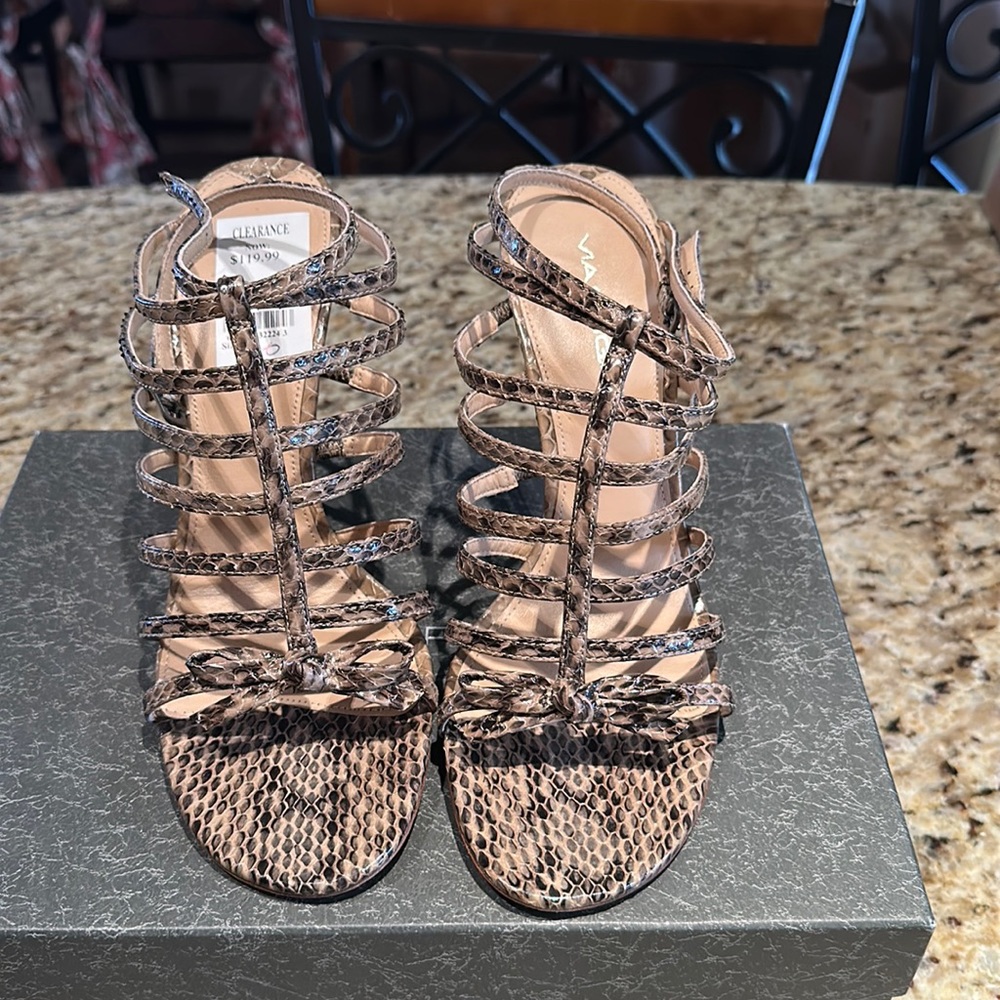 Python printed leather heels new size 10